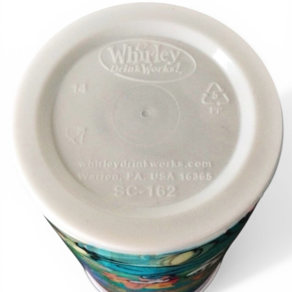 Disney Parks 16 oz Refillable Resort Mug Teal Lid with Full Wrap Characters - Picture 8 of 9